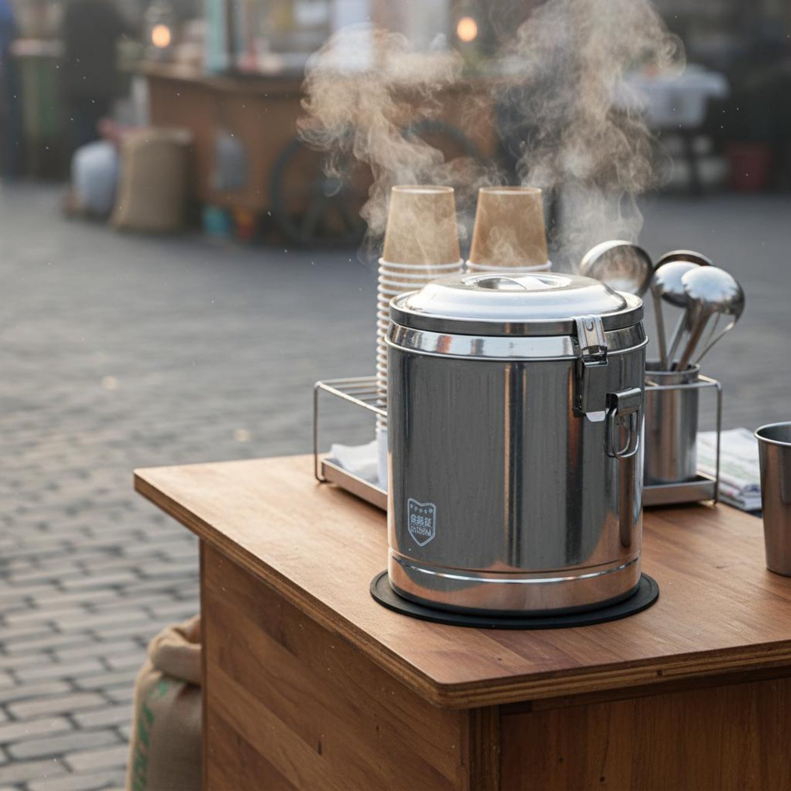 Cold Drink Dispenser - Edelstahl-Isolierbehälter mit Auslaufsicherem Design, Professioneller Milchtee-Behälter,