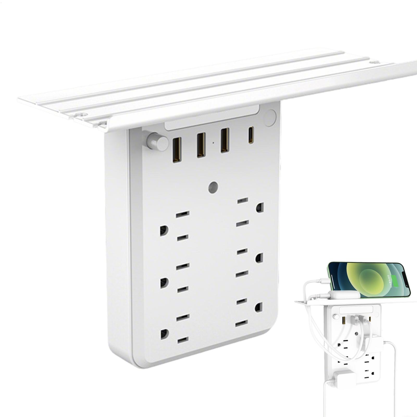 Wall Shelf Commercial Kitchen - Mehrfachsteckdosen-Ladestation mit Ablage, Ladegerät-Regal für Zuhause,