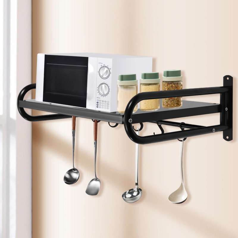 Wall Shelf Commercial Kitchen - Wandmontiertes Mikrowellenregal, Langlebiger Kohlenstoffstahl, Großes Regal