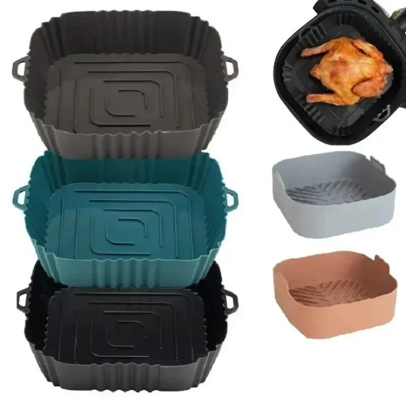 Commercial Kitchen Cooking - 1 x Silikon-Luftfritteusenkorb, runde, quadratische, wiederverwendbare