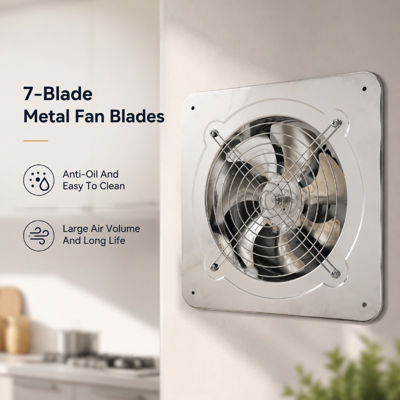 Commercial Kitchen Exhaust Fan - 6-Zoll-8-Zoll-Hochgeschwindigkeits-Abluftventilator für Toilette, Küche, Badezimmer, Wandmontage,