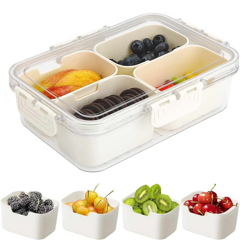 Commercial Kitchen Utensil Organizer - Tragbare Lebensmittel-Aufbewahrungsbox, Snackbox, 4 Fächer mit