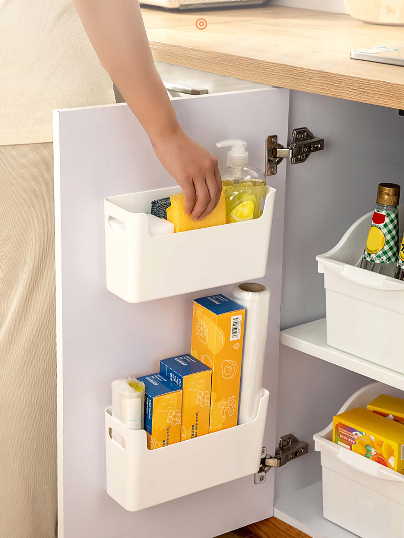Commercial Kitchen Utensil Organizer - Punch-Free Schranktür-Organizer aus Kunststoff, wandmontierte Aufbewahrungsbox,