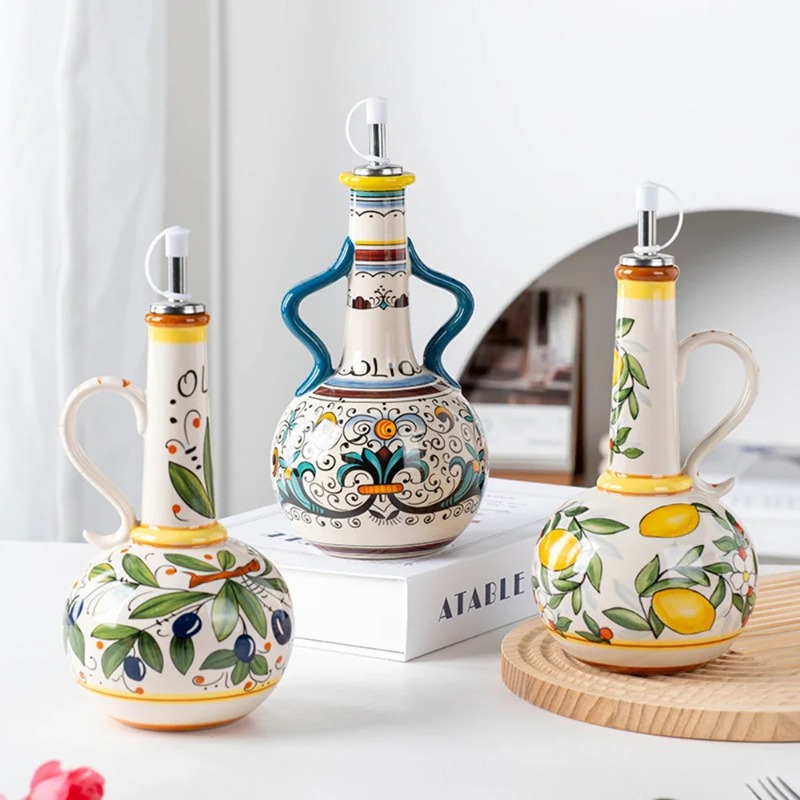 Commercial Kitchen Cooking - Keramik-Ölflasche Sojasoßenflasche Gewürzbehälter Küchenzubehör Nordischer Essig-
